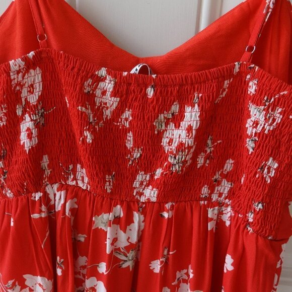 Echowish XL mini dress NWT spaghetti straps tie front elastic back red/white - Picture 3 of 9